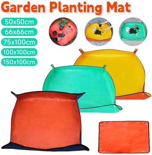 Foldable Planting Mat Waterproof Transplanting Plant Flower Pot Reusable Garden Potting Pad Gardening Accessories for Indoor Plant Repotting(Yellow-150x100cm) - Image 2