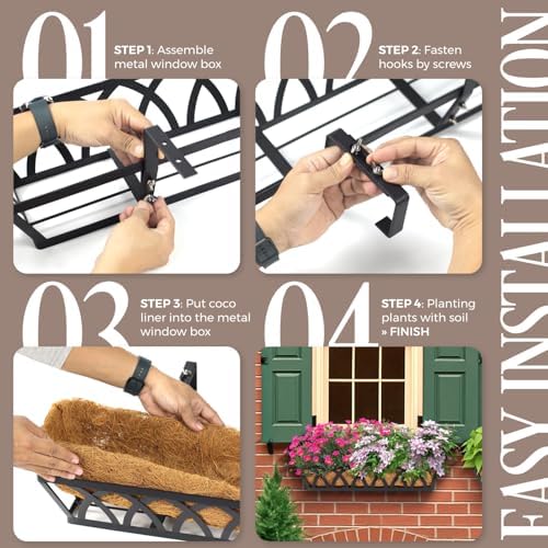 2 Pack 36IN Window Box Planter Basket w/Adjustable Brackets (S1) - Image 7