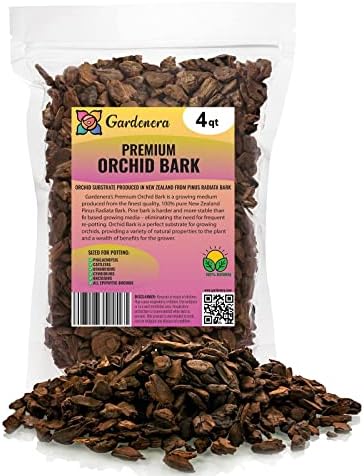 GARDENERA New Zealand Pinus Radiata Bark - Organic Hand Mixed New Zealand Orchiata Pine Bark for Orchids - Medium Chips 9-12mm - 4 Quart Bag by Gardenera