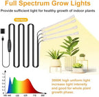 RWNTAO 8.6 Inches LED Plant Growing Light Strips, Full Spectrum 3000K Grow Light for Indoor Plants with 3/9/12H Timer, 10 Dimmable Levels for Seedling Succulent and Plant Shelf (4 Head×2pcs) - Image 2