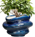 Ceramic Pots for Plants - 10.6 Inch Ceramic Planter with Drainage Hole, Decorative Planters for Indoor Outdoor, Unique Flower Pots, Garden Office House Decor, Birthday Housewarming Gifts, Blue by Teagas