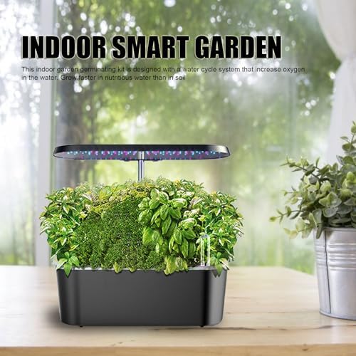 Hydroponics Growing System, Indoor Smart Garden LED Intelligent Vegetable Planting Machine, Plant Germination Kit Automatic Timer Healthy Freshs Herbs Vegetables (Black) - Image 6