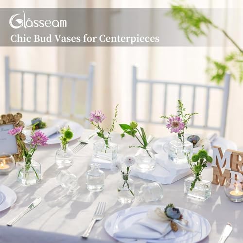 Glasseam Mini Bud Vases for Centerpieces: Clear Small Flower Vase Set of 20 Cute Tiny Glass Vases for Flowers Modern Decorative Wedding Table Centerpiece for Dining Room Decoration - Image 4