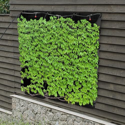 Self-Watering Wall-Mounted Planter, 18 Pots Wall Mounted Plastic Plant Grow Pot Vertical Garden Planter with Intelligent Control & Adjustable Irrigation System for Indoor Outdoor (Black, 18 Pots) - Image 3