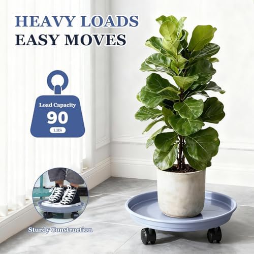 Circloophs 7 Packs Plastic Plant Caddy with Wheels 12 Inches Heavy-duty Rolling Plant Stands with Casters Plant Roller Base for Moving Heavy Plant Pots Indoor and Outdoor Plant Mover Saucers, Grey - Image 4