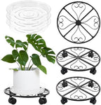 3 Pack Metal Plant Caddy with Wheels, 13.5 Inch Plant Stand with Wheels Heavy Duty Wrought Iron Large Rolling Plant Caddy Plant Dolly Plant Rollers Plant Cart Large Plant Mover by Unknown