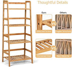 COSTWAY 4-Tier Ladder Shelf, Bamboo Plant Stand Rack - Image 5