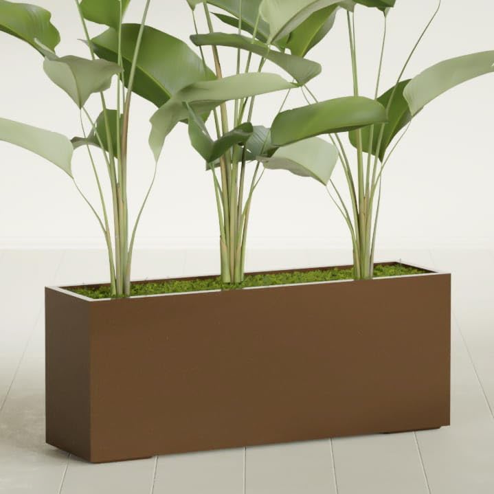 Greenline Leo Tall Rectangular Fiberglass Planter, Outdoor Planter Box - Image 2