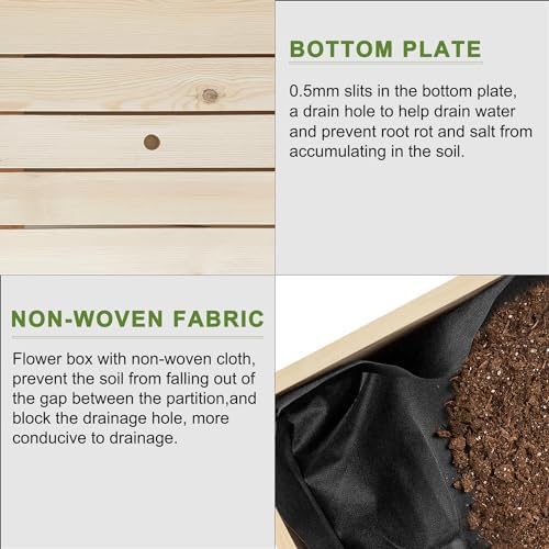 BIRASIL Outdoor Raised Garden Bed, Wood Planter Box for Vegetable Flower, Elevated Reinforced Large Garden Planters Boxes for Backyard Patio Gardening Balcony (48.5”L, Natural Wood) - Image 6