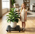 20IN Plant Caddy with Wheels Heavy Duty ,Rounded-Square Metal Rolling Plant Stand Lockable Casters, Rust-Proof Plant Dolly Indoor Outdoor Use for Large Planters - Image 3