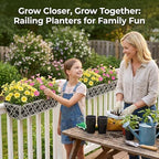 HFHOME 4 Pack 24 Inch Railing Planter Boxes with Adjustable Brackets & Non-Woven Fabric Liner Adjustable Gray Metal Window Box Planter for Balcony Deck Fence, Hanging Flower Basket for Outdoor Garden - Image 5