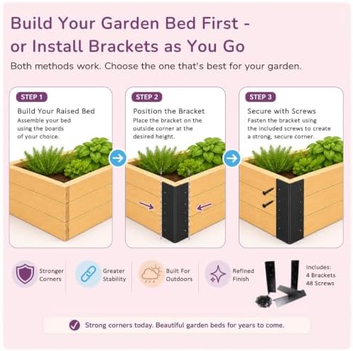 Sherfire Raised Garden Bed Corner Brackets, 15 x 3 x 3 Inch, Set of 4 - Image 3