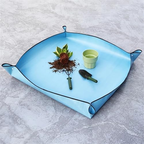 Repotting Mat Planting Mat Home Gardening Supplies Potting Pad Foldable Garden Plant Flower Pot Reusable Transplanting Waterproof Mats(Blue 100 X 120CM) - Image 4