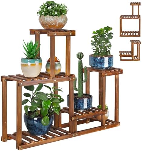 Plant Stand for Multiple Plants Indoor Outdoor Flower Pot Stand Wood by COOGOU