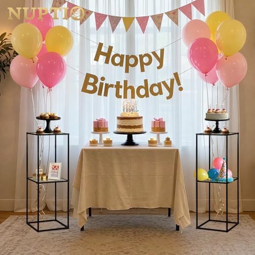 NUPTIO Pedestal Stand Centerpiece, 31.5", Black, 2 Tiers Panel, 2 Pcs - Image 3