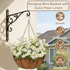 14 inch Metal Hanging Baskets for Plants Outdoor, 4 Pack Metal Wire Hanging Basket Planter with Coco Liner Flower Pots for Indoor Outdoor Garden Porch Patio, Heart-Shaped - Image 2