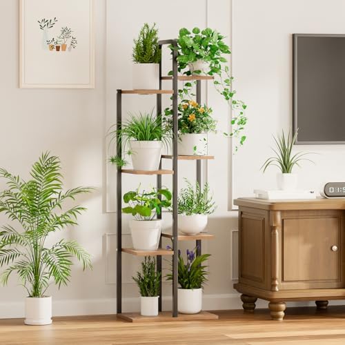 Plant Stand Indoor with Grow Lights - 50" Metal Flower Pot Stands for Multiple Plants - 7 Tiered Tall Plant Stands, Corner Plant Shelf for Living Room Home Gardening Decor (Black) - Image 3