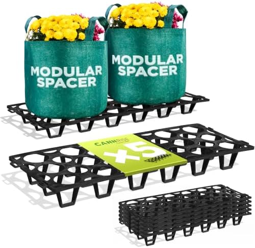 Plant Stand Outdoor – Plant Riser 5 Pack for Pots, Planters & Grow Bags | Heavy-Duty UV-Resistant Elevated Pot Stand for Drainage, Airflow, Root Health & Cleaner Patios – 19.7x7.5x2.4 in (Black) by CANNRISE