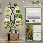 Plant Stand Indoor with Grow Lights - 8 Tiered Plant Shelf with Storage Drawer, 65" Tall Plant Shelf with Grow Light & 2 Hooks, Corner Plant Stand for Indoor Plants, Metal Plant Holder for Home, Patio - Image 4