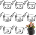 Wesiti 10 Pcs Round Hanging Railing Planters Outdoor Balcony Planters Metal Hanging Baskets Flower Pot Holder for Fence Indoor Porch Shelf Container(5.3 Inch,Black) by Unteilti