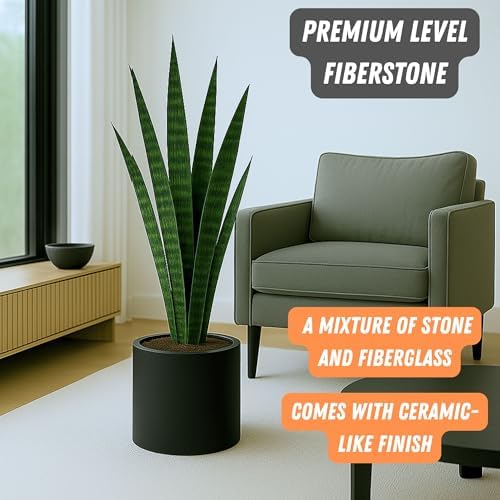 Fox & Fern Large Planter for Indoor or Outdoor, Matte Black, 10 Inch - Image 2