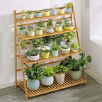 LIGUOYI 4-Tier Ladder Plant Stand, Multi Plant Pot Holder Bamboo Garden Shelves Storage Organizer Rack, 4 Colors Folding Flower Plant Stand Display Rack for Patio Garden Living Room by LIGUOYI