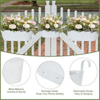 3 Different Size Metal Iron Hanging Flower Pots 10 Pcs for Outdoor Plants Metal Hanging Bucket Pots Iron Railing Fence Planter with Drainage Holes and Hooks for Porch Railing Balcony Fence (White) - Image 4