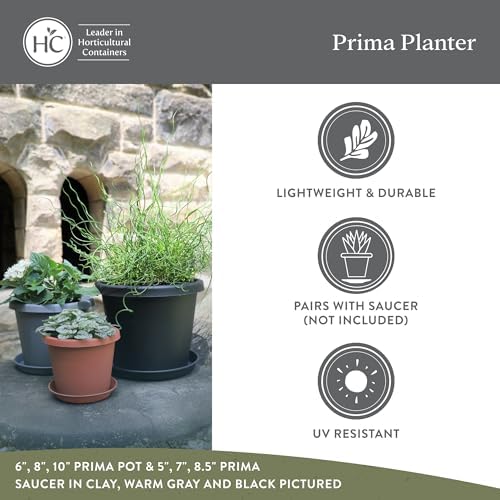 The HC Companies Prima Round Planter Pot, 24 Inch, Warm Gray, 2-Pack - Image 4