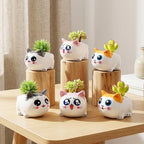 Cat Succulent Pots Set of 6 - Small Ceramic Animal Planters with Drainage - Image 3