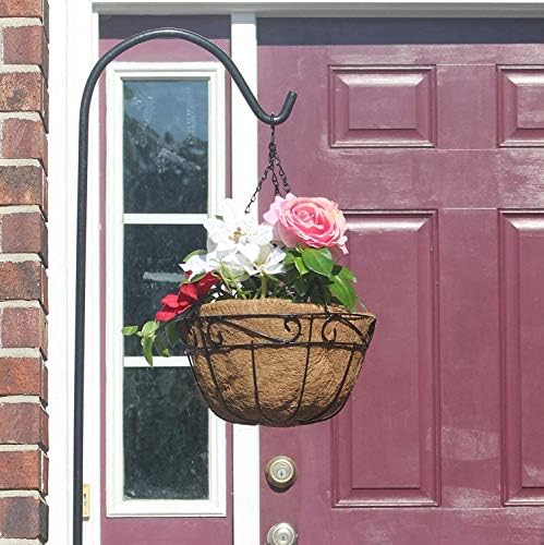 Ashman Metal Hanging Planter Basket with Coco Coir Liner Round Wire Plant Holder Chain Porch Decor Flower Pots Hanger Garden Decoration Indoor Outdoor Watering Hanging Baskets (4) - Image 6