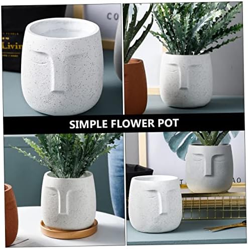 Abstract Face Flower Pot with Hole, Ceramic Planter for Plants - Image 7