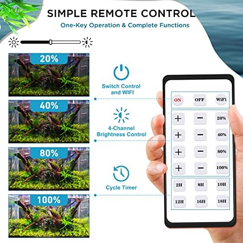 Lominie Aquarium LED Light 10 Gallon Fish Tank Light Timer Clip on Aquarium Lamp Full Spectrum 85W 6500k for Freshwater Refugium Cube Tank with Gooseneck - Image 2