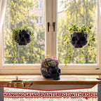3 Pack Hanging Skull Planter Pot with Ropes, Black - Image 6