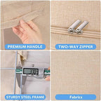 CYhom 3Pack Foldable Storage Bins - Frame Storage Box Linen Fabric Stackable Clothes Container Organizer with Clear Window & Carry Handles Large Capacity (Extra Large-100L, Beige) - Image 4