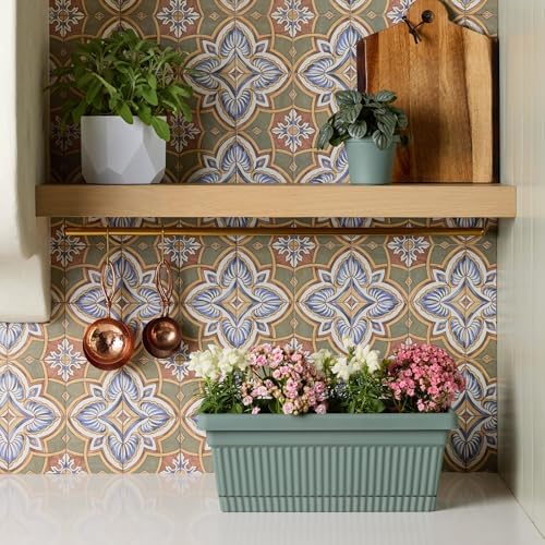 Bloem Amelia 18" Plastic Window Box Planter with Saucer Tray, Basil, 2-Pack - Image 2