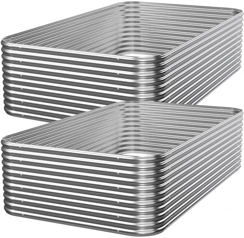 2 Pack Tall Galvanized Raised Garden Bed Outdoor, Metal Garden Bed for Vegetables, Above Ground Garden Box for Flower, Steel Raised Beds for Gardening - 3x2ft by Mostmahes