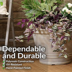 Sunnydaze Franklin 20'' Large Plastic Planter Pot for Plants, Beige - Image 2