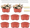 ORIMERC 9.8 inch 8 Pack Brick Red Wall Hanging Planters for Indoor Outdoor Plants Hanging Plant Holder with Drainage Hole Fence Balcony Planters Railing Hanging Pot Plant Wall Mount Decor with Hooks by OrimercGarden
