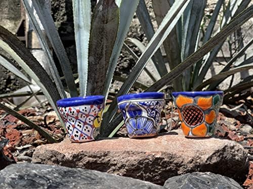 Talavera Hand-Painted Flower Pots (Set of 3) - 3" Garden Party Design - Authentic Mexican Pottery Planters for Succulents - Image 7
