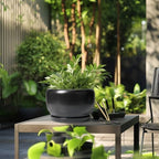 SQOWL Ceramic Flower Pot - 10 Inch Planter with Drainage Hole and Saucer, Modern Large Plant Pot Indoor Outdoor, Decorative Round Planter, Bedroom Decor, Gifts for Plant Lovers, Black - Image 5
