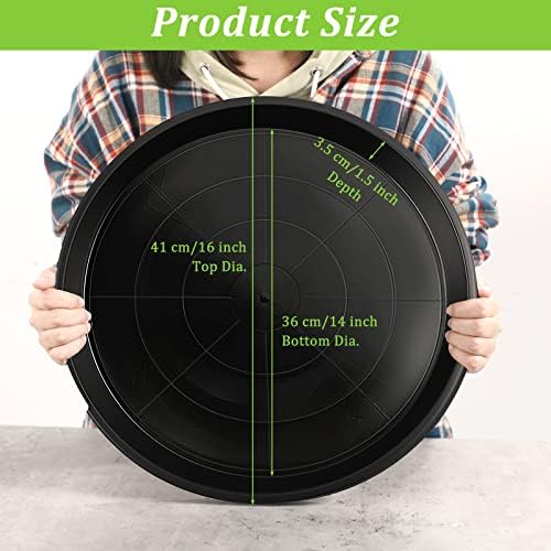 Eccliy 12 Pcs Plastic Plant Saucers Tray, Black, 16 Inch, Round - Image 2