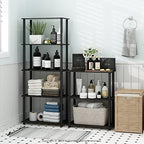 Furinno TURN-N-TUBE Storage Shelves, 3-Tier Book Shelf, Corner Shelf, Toolless Open Shelves, for Organization and Storage, Living Room, Garage, Home Office, Espresso - Image 2