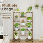 Bamworld Plant Stand With Wheels Indoor Outdoor Wood Plants Shelf for Multiple Plants 11 Pots,Tall Large Flower Holder for Living Room, Patio, Balcony, Garden - Image 6