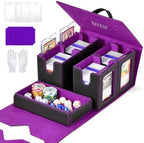 Commander Deck Box for MTG, Trading Card Storage Box Holds 400+ Double-Sleeved Cards, 5 IN 1 Removable Card Case with Dice Tray, Display Window with Magnetic Card Holders for TCG/CCG (Black Purple) by CardStorageBoxformtg