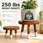 2 Pack 9" Teak Wood Plant Stands for Indoor Plants, Mid-Century - Image 3