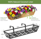 Y&M 30'' Large Window Box Railing Planter with Coco Liner, Outdoor Window Flower Boxes Over The Railing Planter Boxes Deck Fence Porch Patio Planter-2 Pack - Image 3