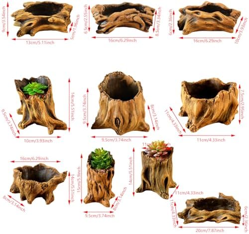 Vintage Cement Planter with Imitation Tree Root Texture for Succulents Bonsais Garden Display Decorating Indoor Outdoor(08 Models) - Image 5