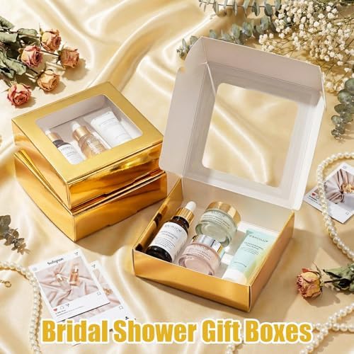 Zonon 60 Pcs Kraft Paper Boxes with Window 4.13 x 4.13 x 1.18 Inch (Gold) - Image 4