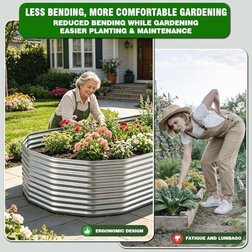 Raised Garden Bed Outdoor Upgrade Oval, 2 Pack Tall 8x4FT Galvanized Steel Raised Beds for Gardening, Above Ground Garden Bed Corrugated Metal for Vegetables and Flowers - Image 7