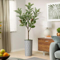 Artificial Tree in Black and White Geometric Planter, Fake Rubber Silk Tree for Indoor and Outdoor Home Decoration - 70" Overall Tall (Plant Pot Plus Tree) by SIGNWIN
